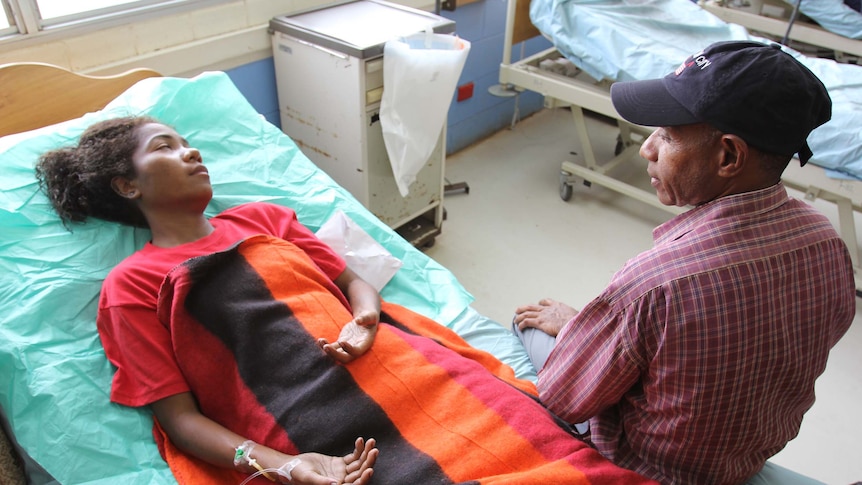 Alice Kabamara recovers in a Lae hospital after the MV Rabaul Queen's sinking