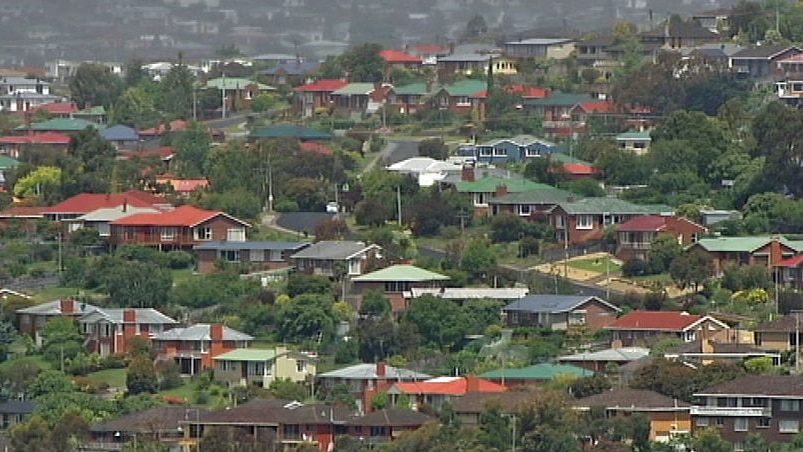 Houses on a hill in Hobart.