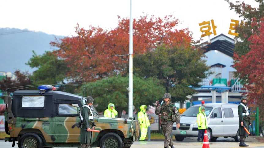 South Korea military block entrance of Imjingak Park