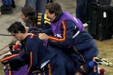 Iniesta mobbed after scoring
