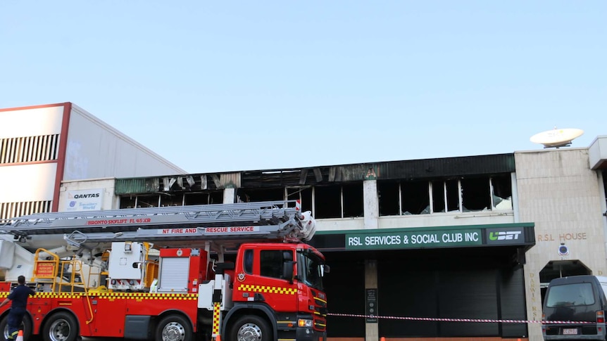 A fire truck parked outside the Darwin RSL Club