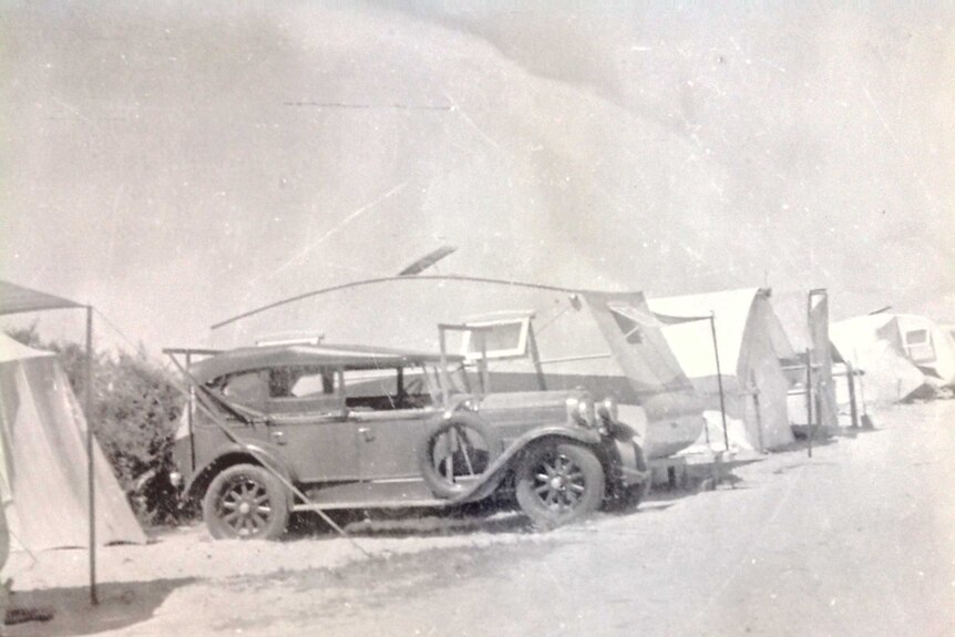 Caravanning in times gone by on Port Vincent foreshore.