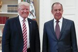 US President Donald Trump and Russian Foreign Minister Sergey Lavrov pose for a photo at the White House.