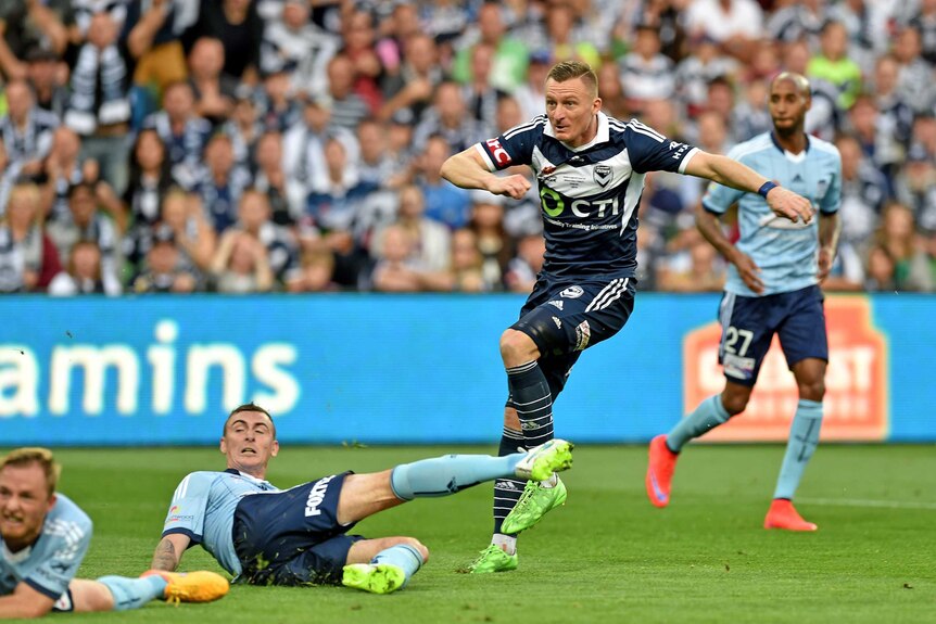 Besart Berisha scores against Sydney FC in A-League grand final