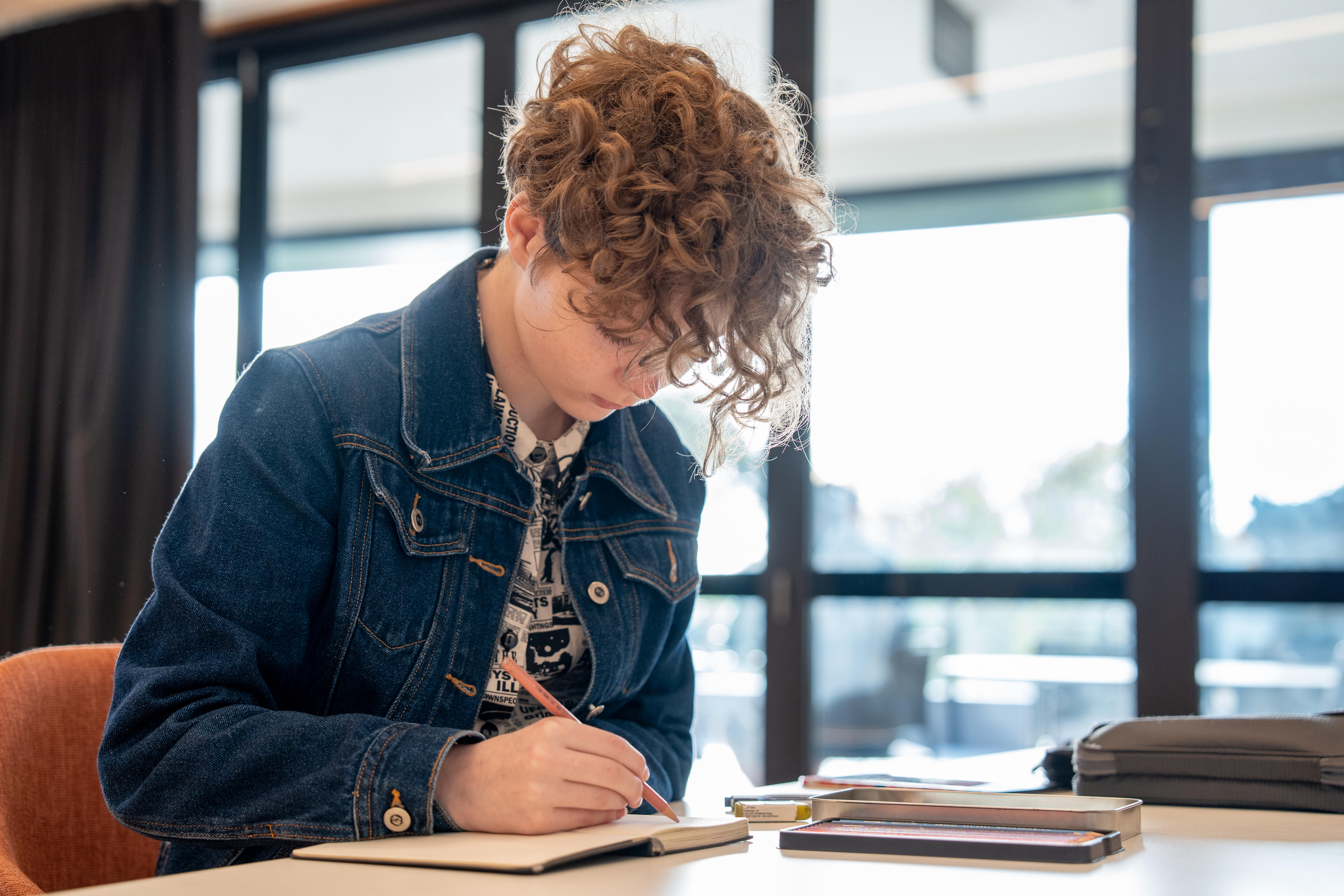A young artist at work.