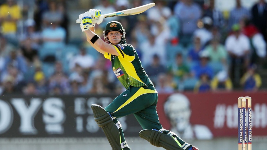 Steve Smith flicks it to the leg side against South Africa