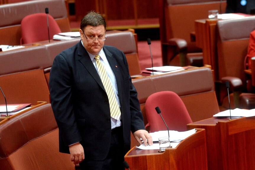 Glenn Lazarus in the Senate looking concerned
