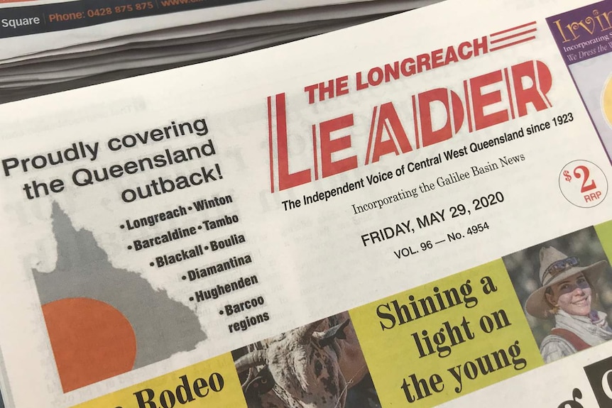 A close up shot of the Longreach Leader showing the area the paper covers.