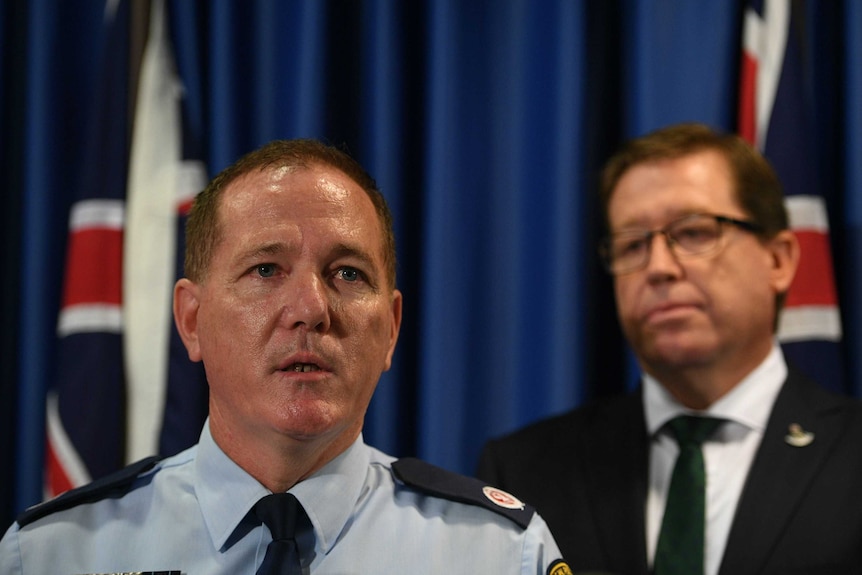 NSW Police Commissioner Mick Fuller with Police Minister Troy Grant in Sydney.