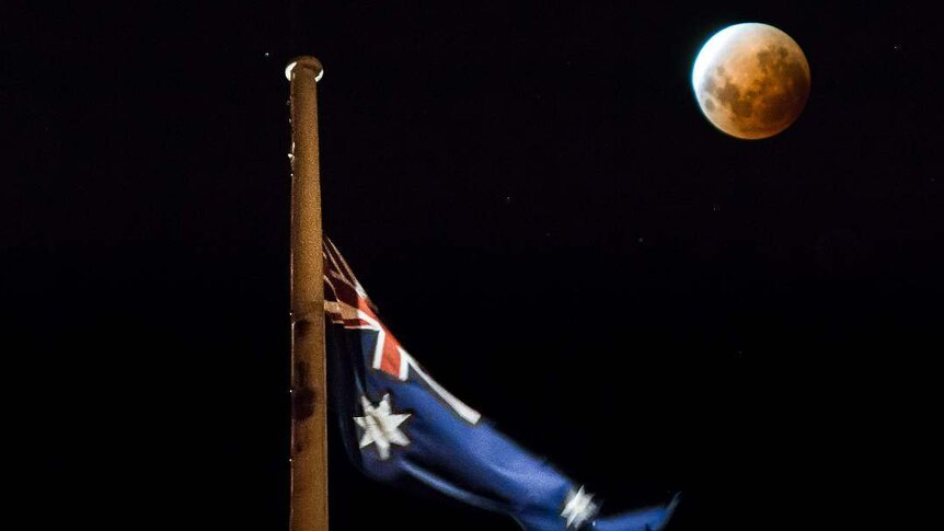 Blue Blood Supermoon and the Australian Flag