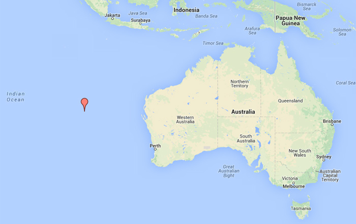 Location of pulse signal in southern Indian Ocean