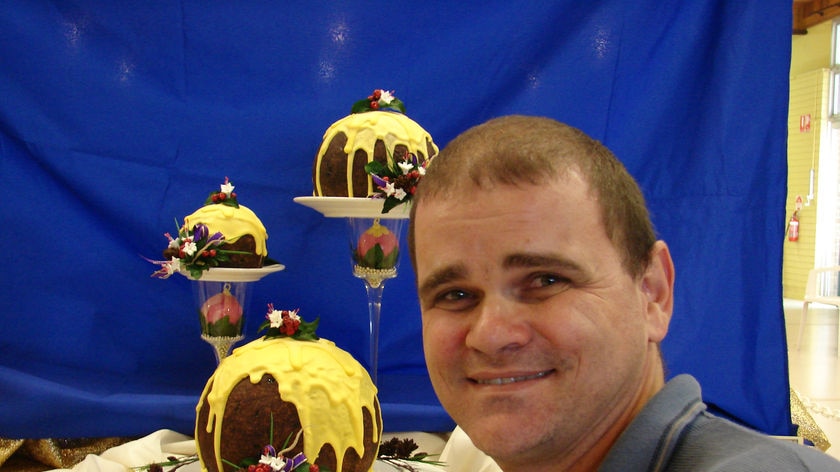 Cake artist Brenden Clem with his winning creation.