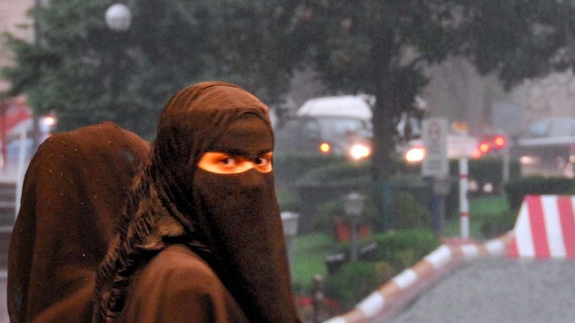 A woman in a burqa