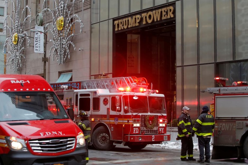 New York Fire Department crew respond after a fire broke out at Trump Tower in Manhattan, New York City, U.S. January 8, 2018