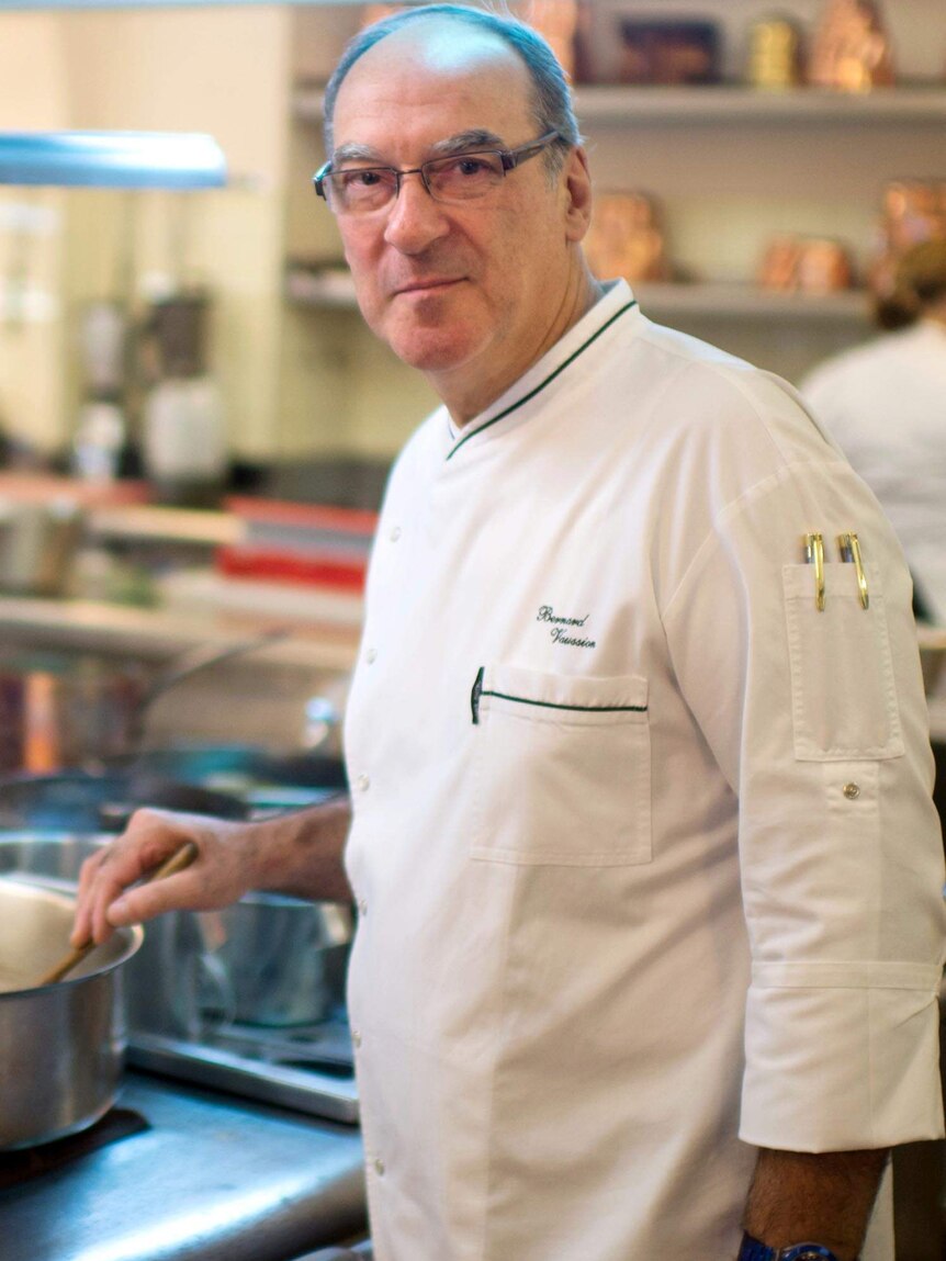 Bernard Vaussion at work in the kitchen of the Elysee Palace.
