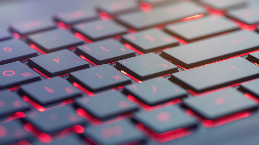 A red backlit keyboard