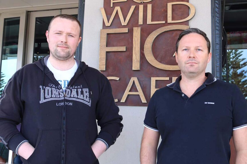 Wild Fig cafe owners Chris Burke and Craig Kimber in front of their business.