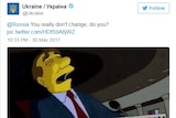 A screenshot of a tweet by @Ukraine including a Simpsons gif.