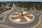 aerial shot of a regional roundabout