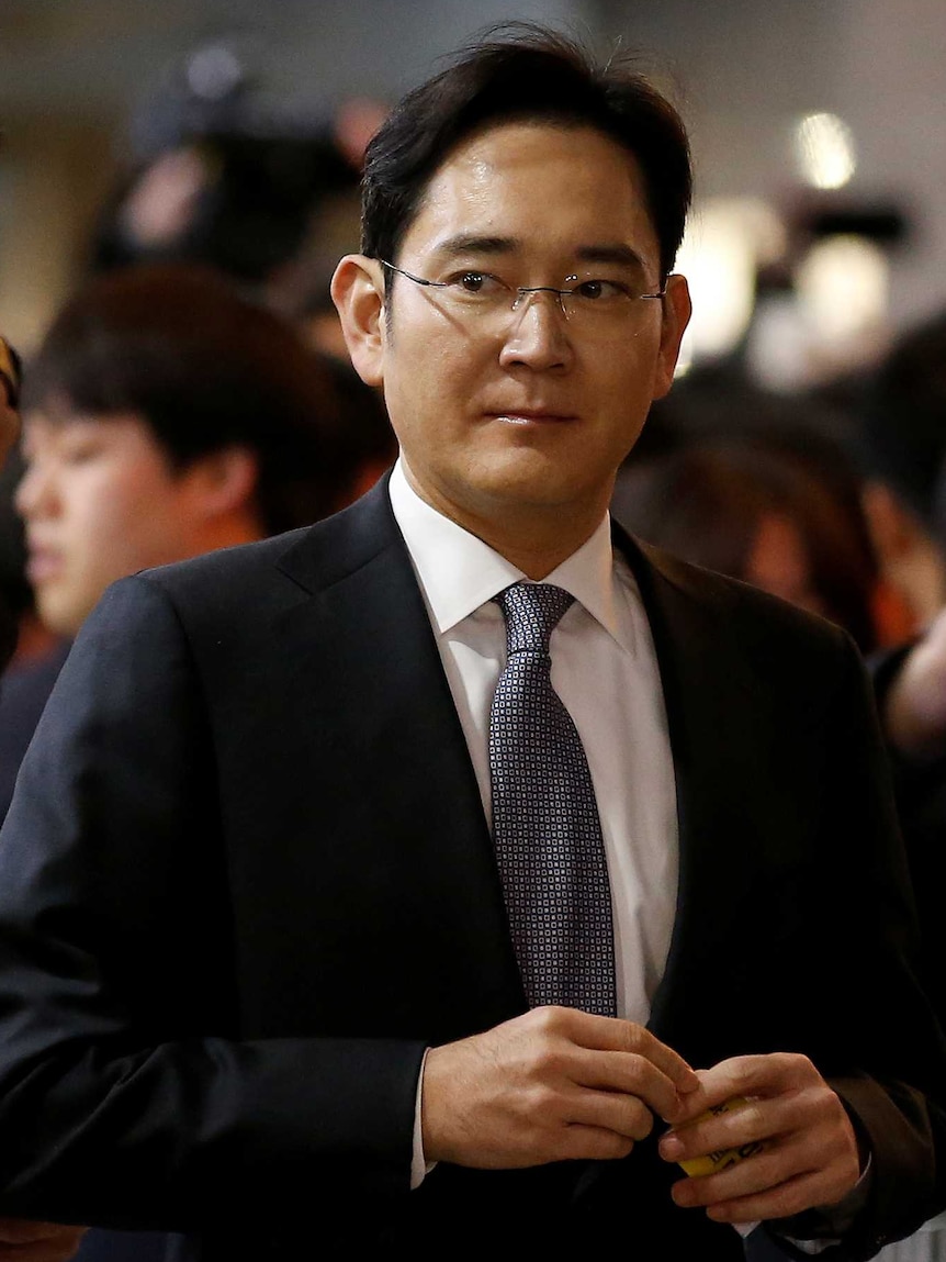 Samsung Electronics vice chairman Jay Y. Lee arrives at the National Assembly in Seoul.