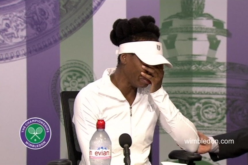 Venus Williams crying at Wimbledon press conference