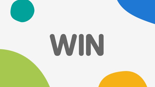 Coloured circles with the text "win".