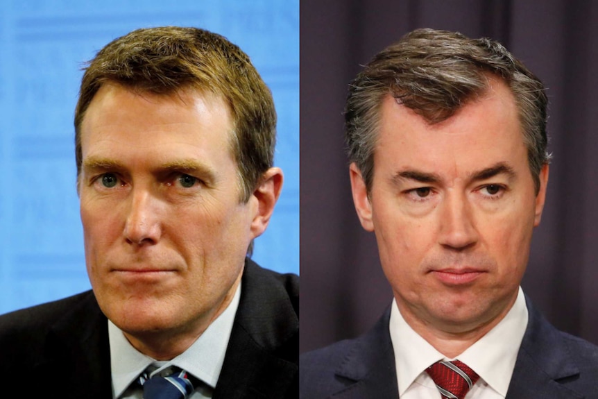Composite headshots of Turnbull Government ministers Christian Porter and Michael Keenan.