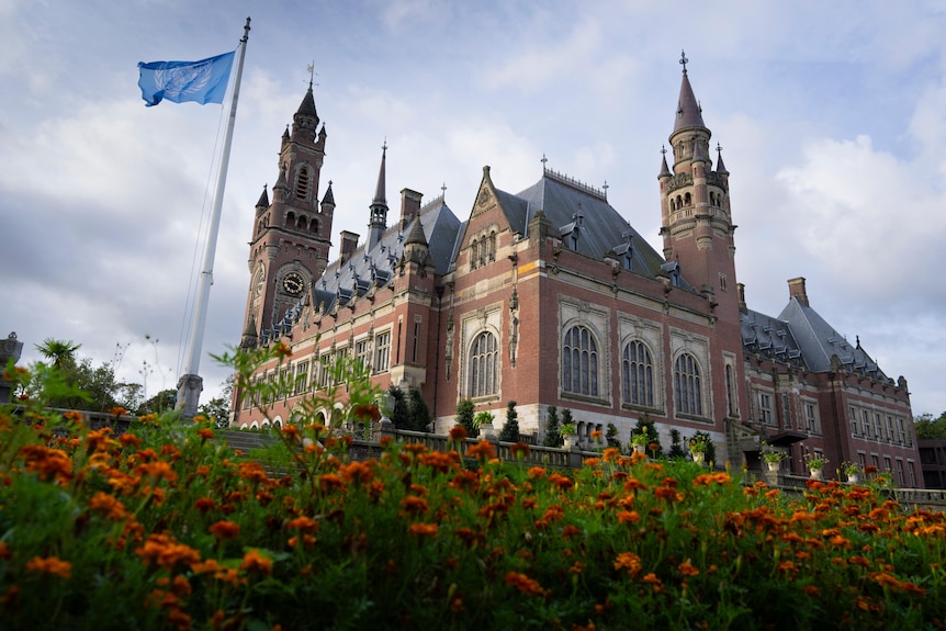 View of the Peace Palace which houses World Court in The Hague, Netherlands.