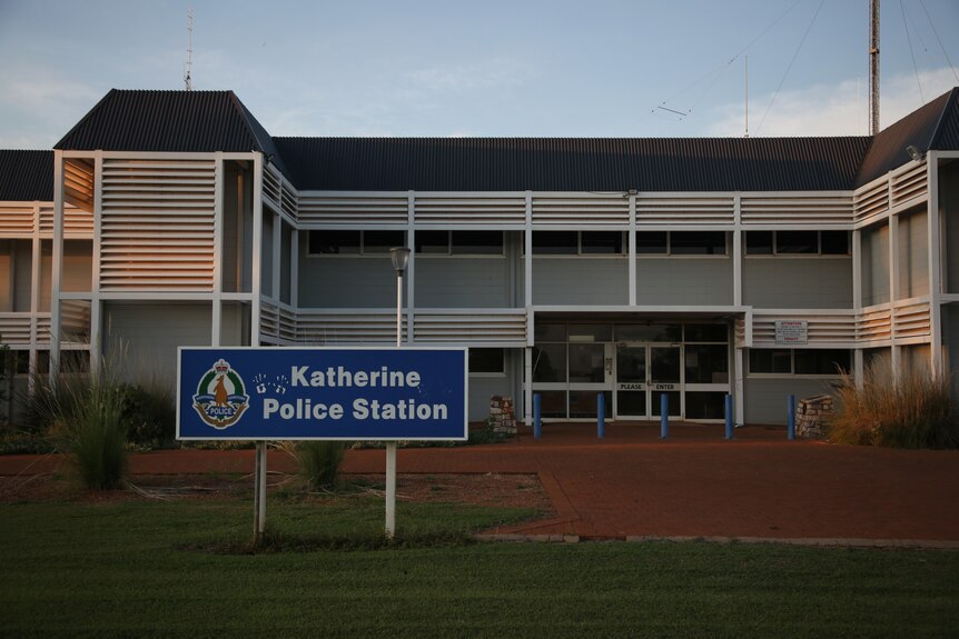 The Katherine police station as the sun sets