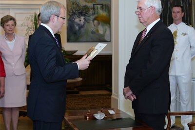 Kevin Rudd is sworn in as Prime Minister by Governor General Michael Jeffrey on December 3, 2007