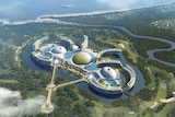 An artist's aerial impression of the proposed Aquis Great Barrier Reef Resort at Cairns.