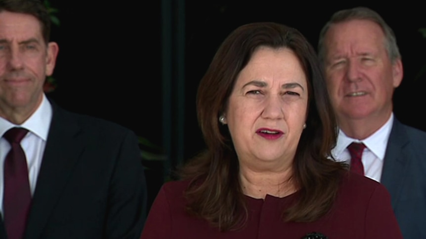 Annastacia Palaszczuk speaking to reporters