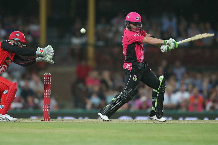 Brad Haddin of the Sixers hits a four
