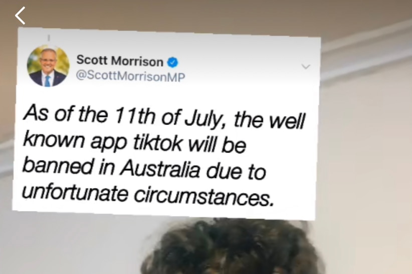 A TikTok video containing a fake tweet from the Prime Minister announcing a TikTok ban
