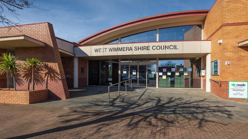 A building with the words "West Wimmera Shire Council" on it