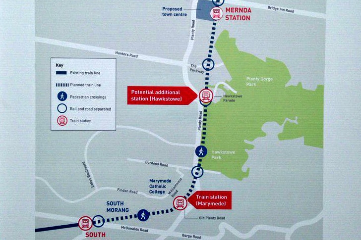 A map of the Mernda Rail Extension
