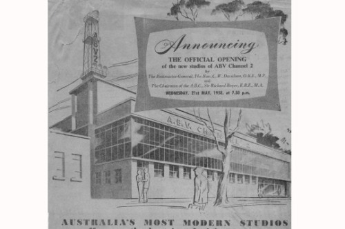 A flyer from official opening of ABC studios.