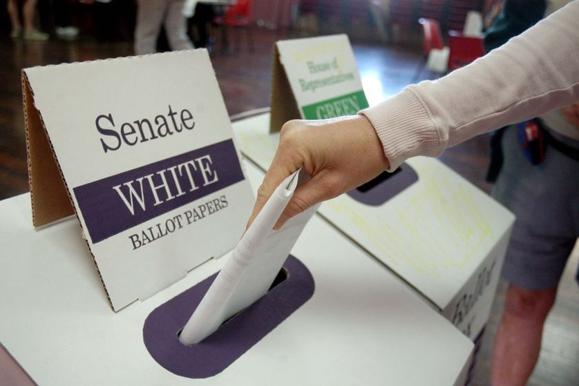 A voter makes their Senate selection
