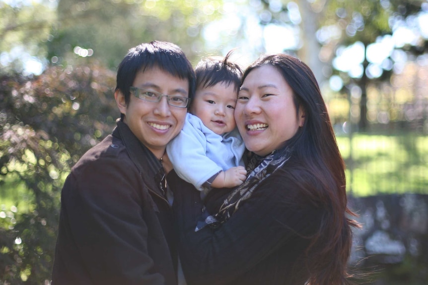 A photo of Aaron, Tina and a baby Lucas