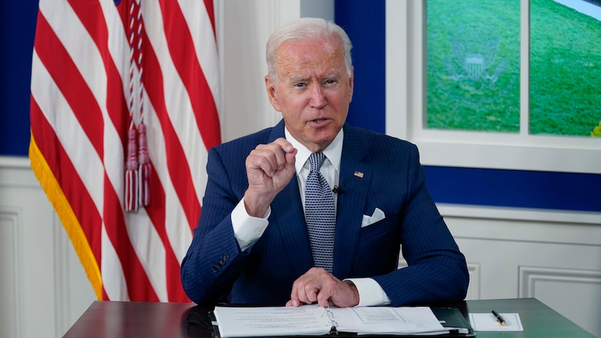 President Joe Biden speaks during a virtual COVID-19 summit