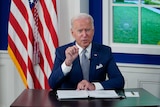 President Joe Biden speaks during a virtual COVID-19 summit