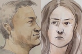 Court sketches of Tony James Paraha and Melanie Anne Pears.