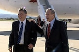 US Defence Secretary Donald Rumsfeld (r) has held talks with Robert Hill (l) and Alexander Downer.