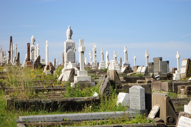 generic cemetery with graves and gravestones