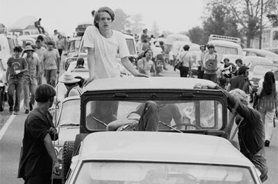 On the way to Woodstock in Bethel, New York, in August 1969