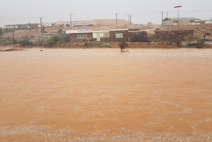 A submerged street in Andamooka in South Australia's far north.