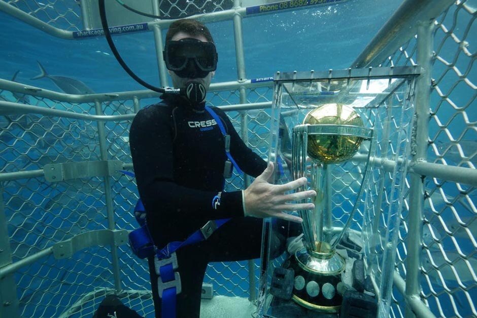 Trophy goes underwater