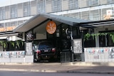 A car is seen crashed into the front doors of a pub — Six Tanks Brew Co.