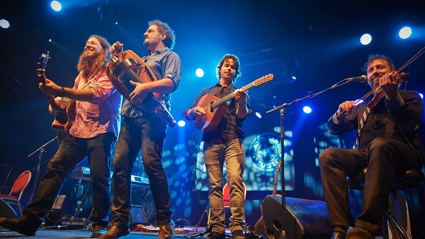 Canadian group Le Vent du Nord performs on stage.