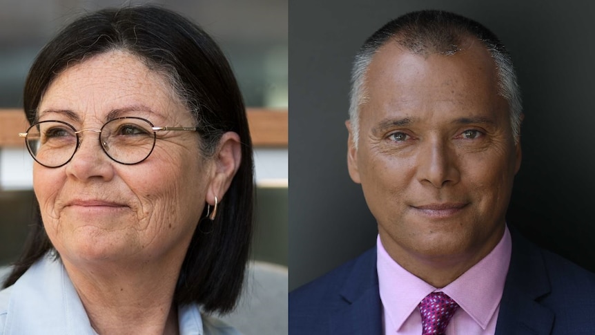 Two portrait photographs: journalist and lecturer Monica Attard; and journalist and presenter Stan Grant